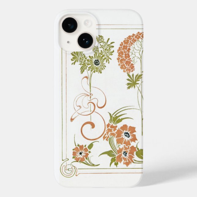 Art nouveau Mucha abstrato floral verde (Verso)