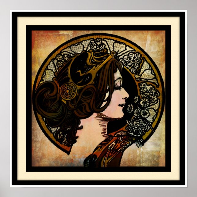 Art Nouveau Mucha Style impressão (Frente)