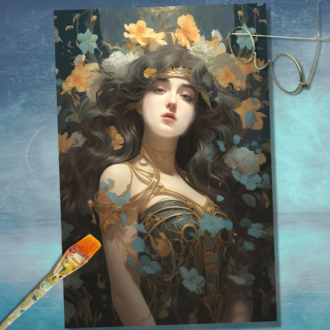 Art Nouveau Mulher 3: Papel de Decoupage (Criador carregado)