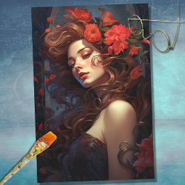 Art Nouveau Mulher 5: Papel de Decoupage