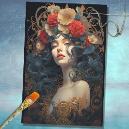 Art Nouveau Mulher 6: Papel de Decoupage