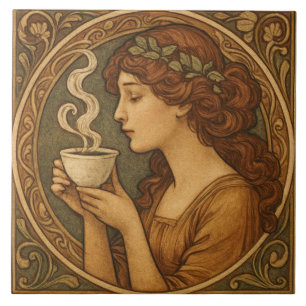 Art Nouveau Mulher Com Café