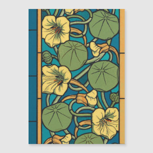 Art Nouveau Nasturtium Azul Dourado floral Verneui