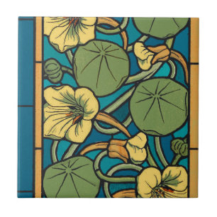 Art Nouveau Nasturtium Azul Dourado floral Verneui