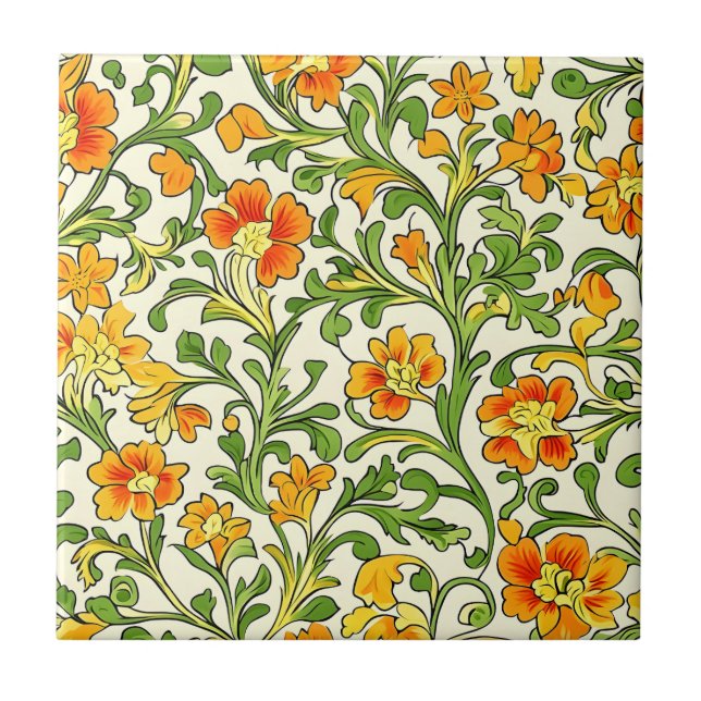  Art Nouveau orange and yellow floral pattern  (Frente)