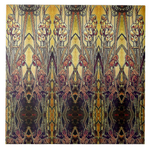 Art nouveau padrão da íris de ouro bronze vermelho