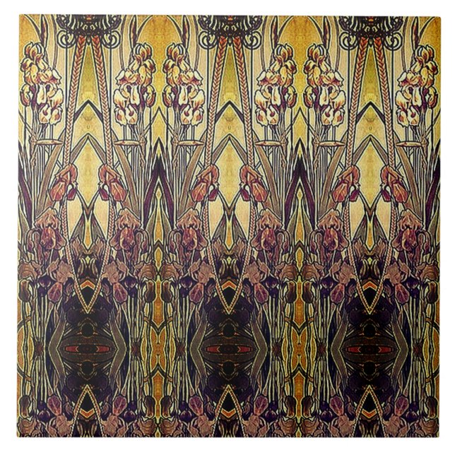 Art nouveau padrão da íris de ouro bronze vermelho (Frente)