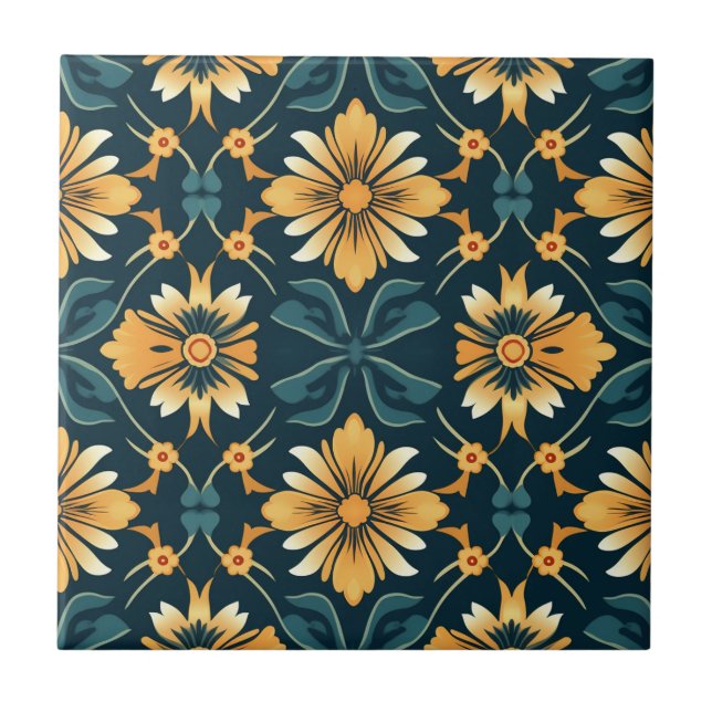 Art Nouveau Padrão Floral Amarelo (Frente)