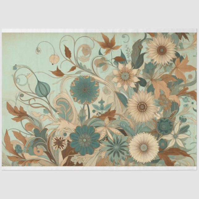 Art Nouveau Papel Tecido de Decoupage Floral (Frente )