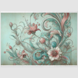 Art Nouveau Papel Tecido de Decoupage Floral