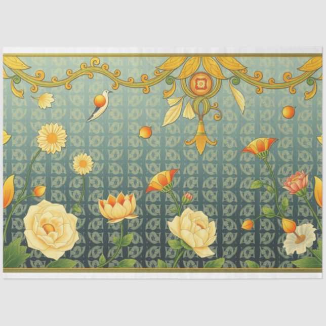 Art Nouveau Papel Tecido de Decoupage Floral (Frente )