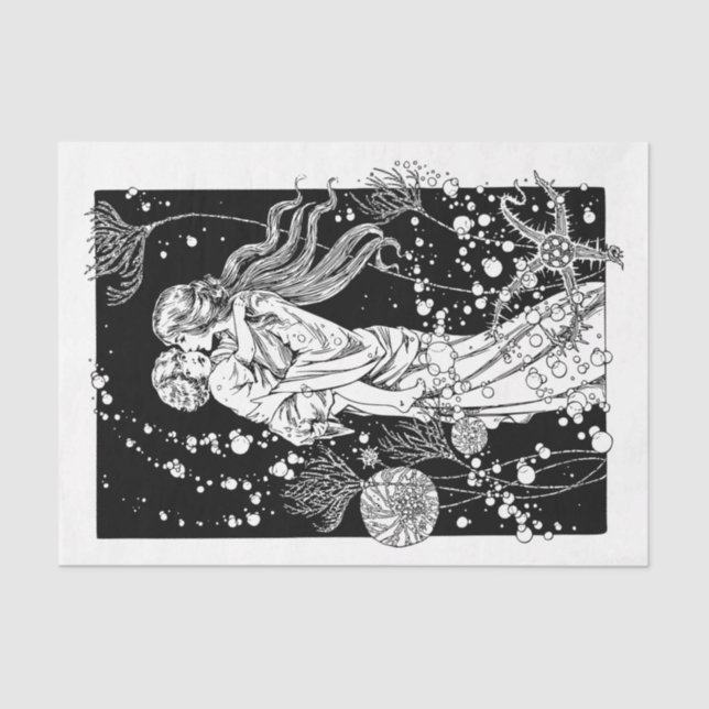 Art Nouveau Papel Tecidual de Decoupage de Mãe e F (Frente )