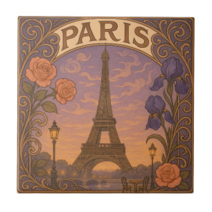 Art Nouveau Paris Eifel Tower Floral