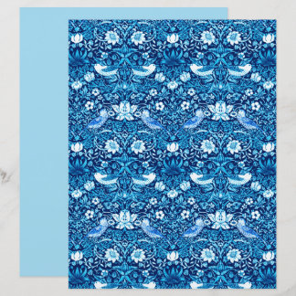 Art Nouveau Pássaro e Flor, Azul Escuro