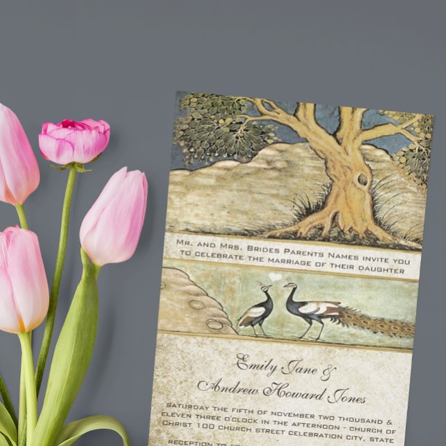 Art Nouveau Pássaros Peacock Convite 3 (Criador carregado)