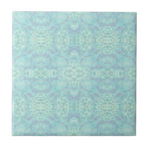 Art Nouveau Pastel Teal Blue Padrão Espelhado