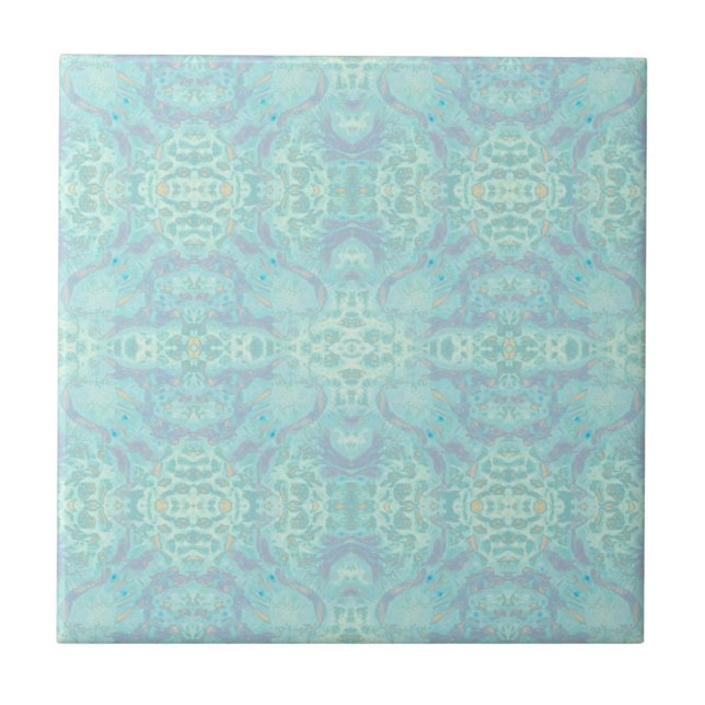 Art Nouveau Pastel Teal Blue Padrão Espelhado (Frente)