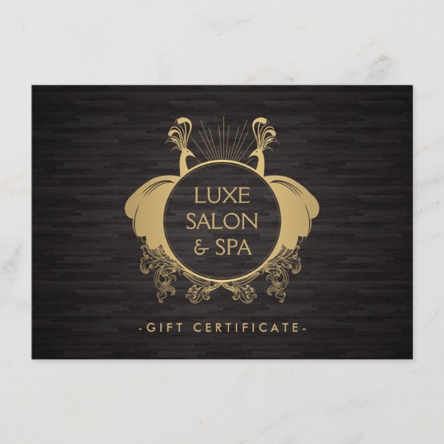 Art Nouveau Peacocks Dourado/Cartão de Presente de (Frente)