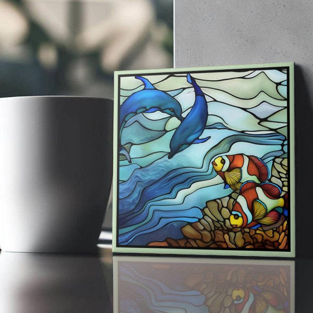 Art Nouveau Peixe-Palha e Golfinhos Escondidos Vid (Criador carregado)