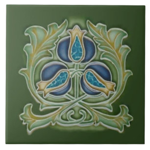 Art Nouveau Pomegranate Azulejo Blues & Greens