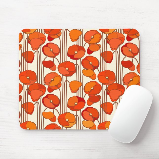 Art Nouveau Poppies Mousepad (Com mouse)