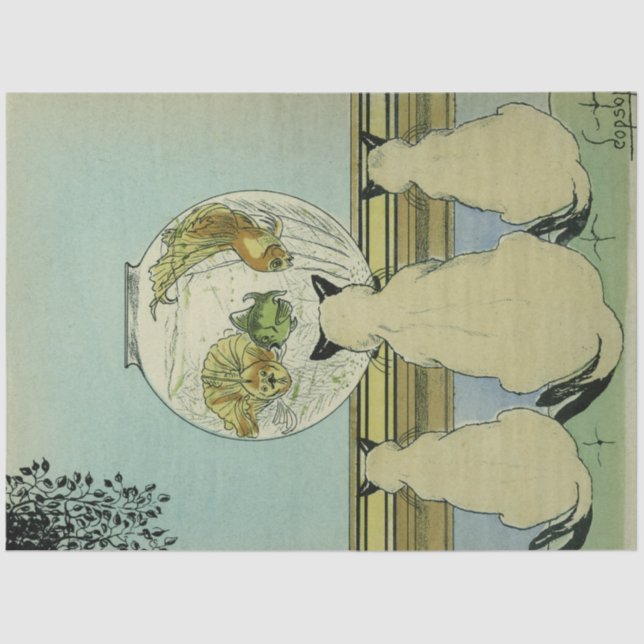 Art Nouveau Poster Gats Decoupage Papel Tecidual (Frente )