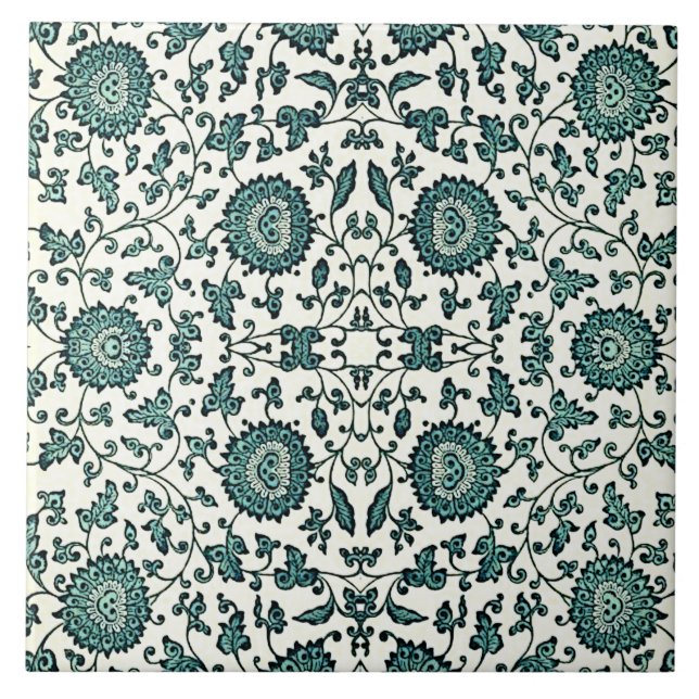 Art Nouveau Reprodução de Padrão Floral Chinês (Frente)