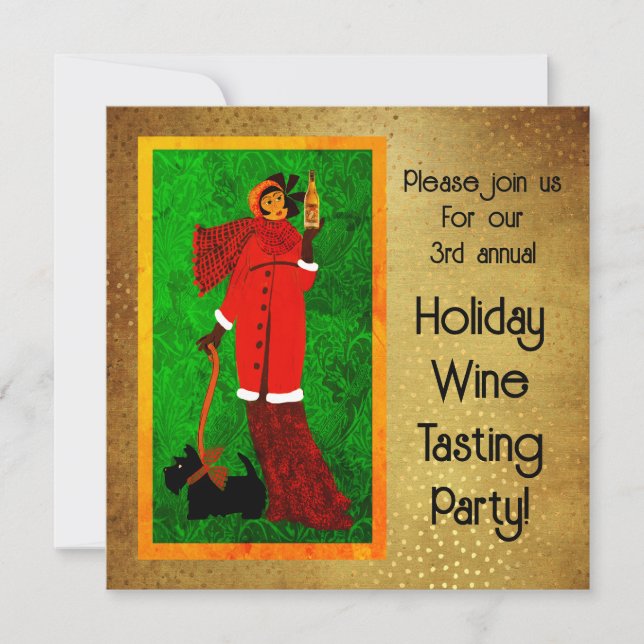 Art Nouveau Retro Holiday Anjo Convite (Frente)