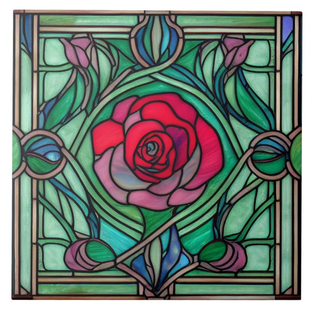 Art Nouveau Rosa Floral Decorativo (Frente)
