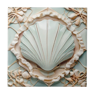 Art Nouveau Seashell Faux Alivio Mint Clam Shell