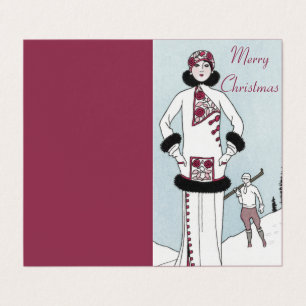Art Nouveau Snow Queen Merry Christmas Card