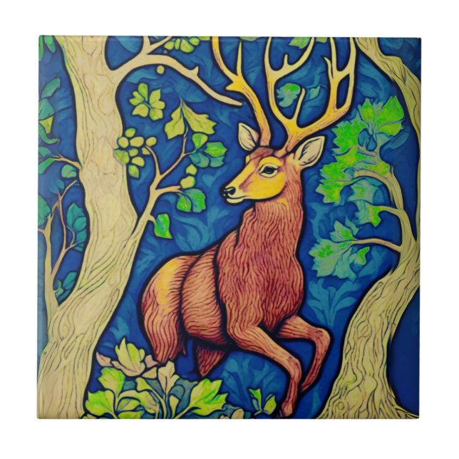 Art Nouveau Stag em uma Floresta Fantástica (Frente)
