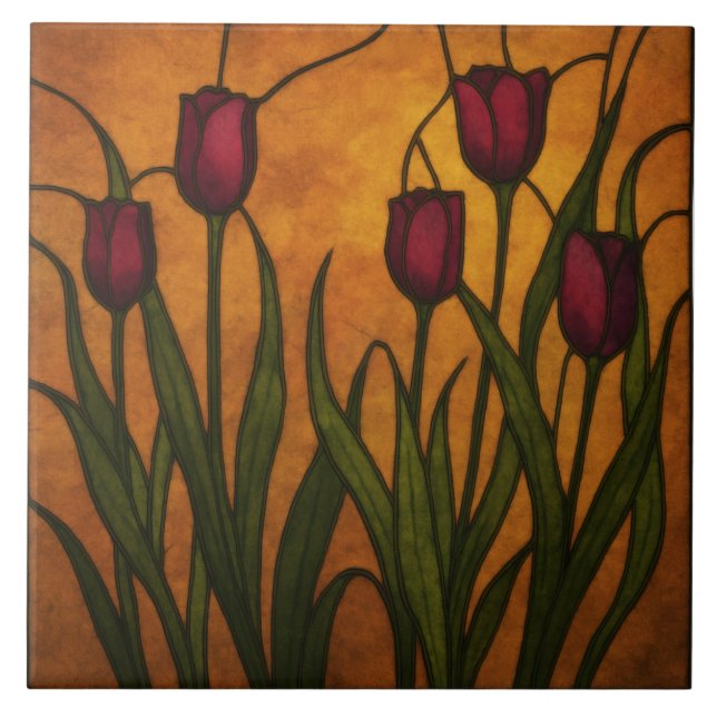 Art Nouveau Stained Glass Style Tulip (Frente)