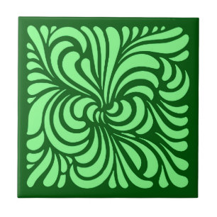 Art Nouveau Stylizou Leaves, Emerald Green