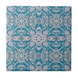 Art Nouveau Teal Blue Roxo Padrão Espelhado