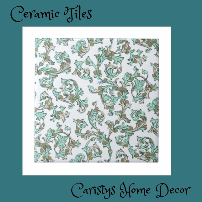 Art Nouveau Teal, Branco, Taupe (Criador carregado)