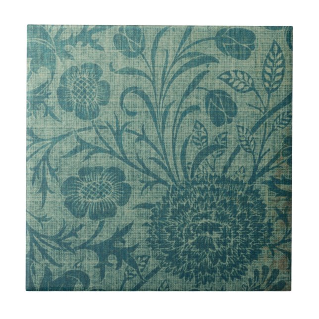 art Nouveau,teal,estilo William Morris, floral,chi (Frente)