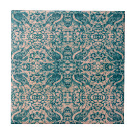 Art Nouveau Teal Green Beige Mirror Art Standard 