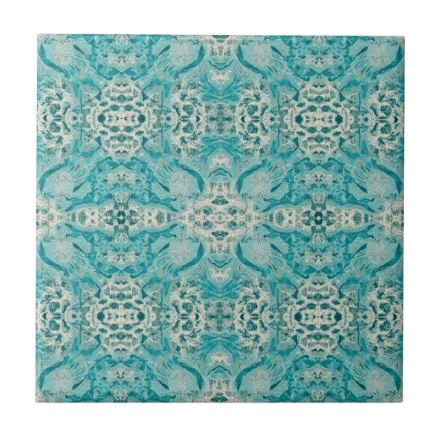 Art Nouveau Teal Green Decorative Padrão Espelhado (Frente)