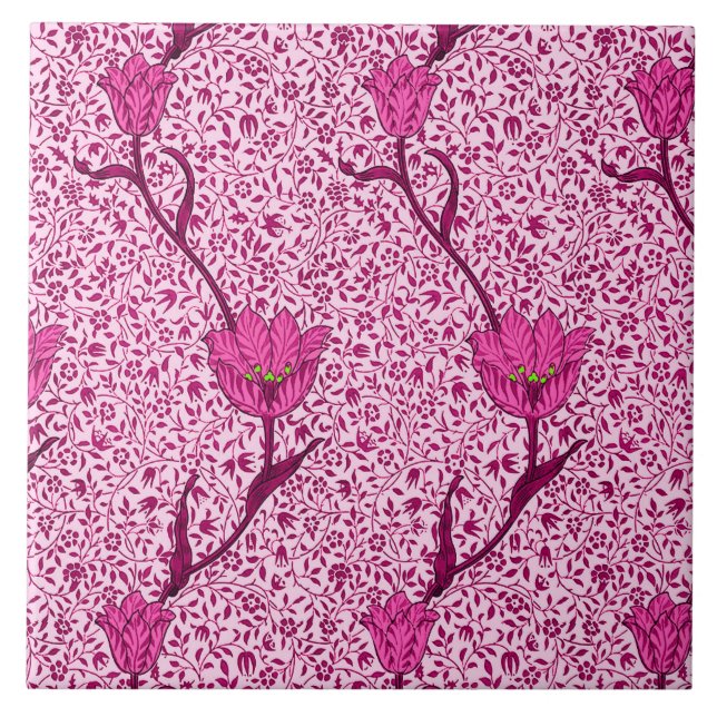 Art Nouveau Tulip Damask, Wine & Fuchsia Pink Pink (Frente)