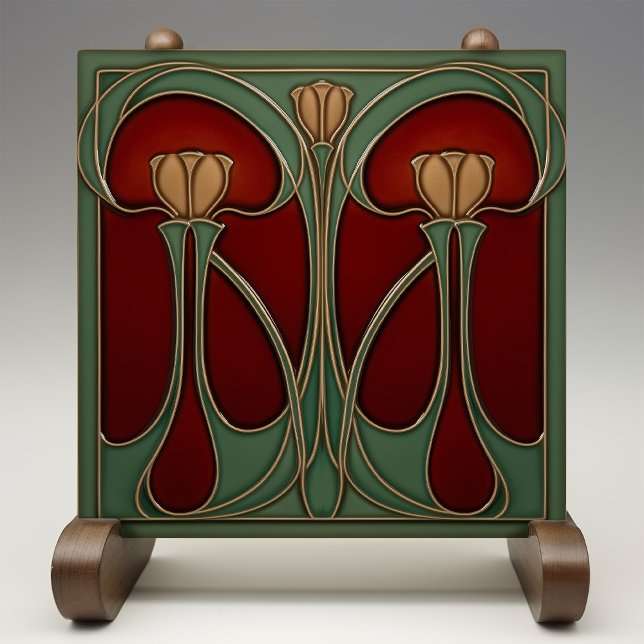 Art Nouveau Tulip Tapeçaria Azulejo cerâmico (Criador carregado)