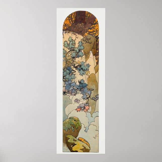 Art Nouveau Vidro Contido Alphonse Mucha Poster (Frente)
