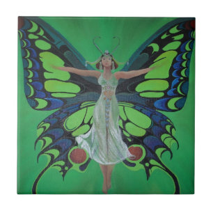 Art Nouveau Vintage Flapper Com Asas De Borboleta