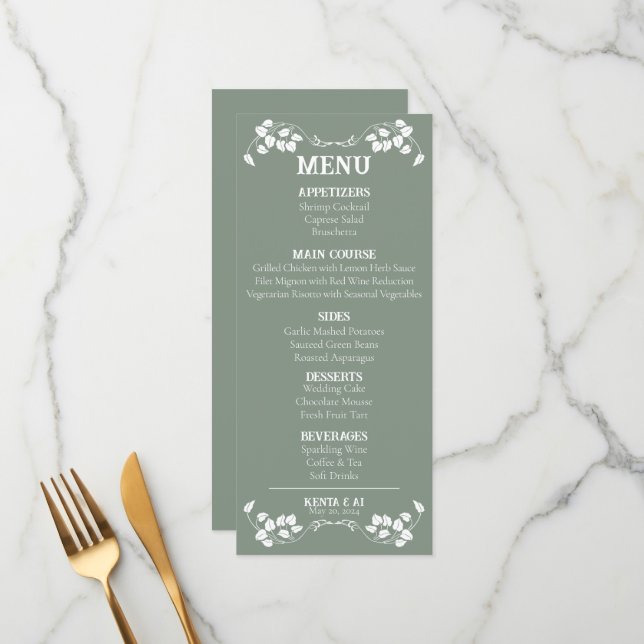 Art Nouveau Wedding Flat Menu (Frente/Verso In Situ)