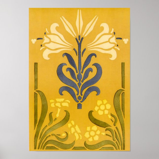 Art Nouveau White Lily - Impressão (Frente)