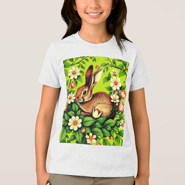 Art Nouveau Wild Rabbit and Flowers (Frente)