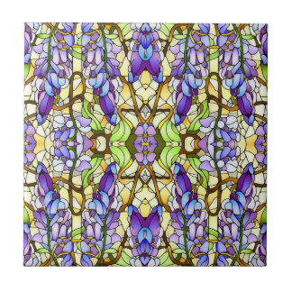 Art Nouveau Wisteria Faux Padrão de Vidro Mantido
