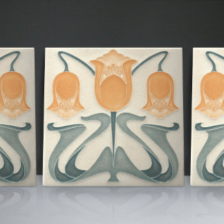 Art Nouveau Yellow/Orange Tulips Home Wall Decor