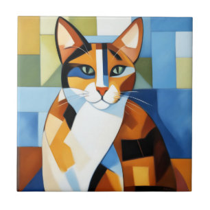 Art Painting Cubist Calico Cat