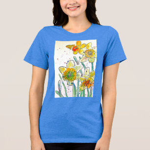 Arte a aquarela amarela Daffodil Girls T Camisa az